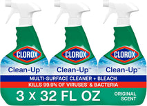 Clorox Clean-Up Multi Surface Cleaner Bleach Spray, Original, All Purpose Cleaning Spray Bottle, Mold and Mildew Cleaner, 32 Fl Oz., Pack of 3