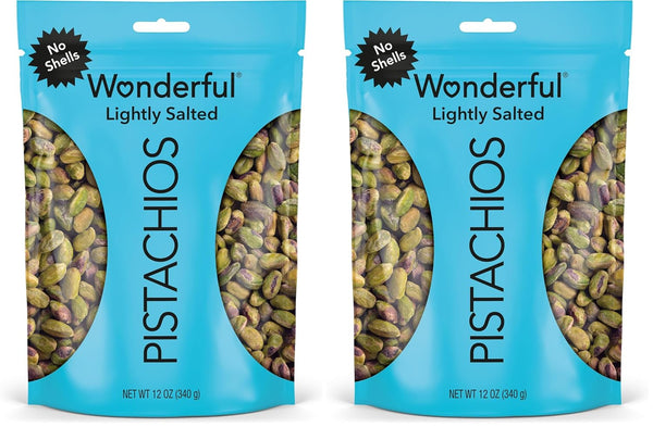 Wonderful Pistachios Lightly Salted No Shells 12 Ounce Resealable Bag Gluten Free Protein Snacks