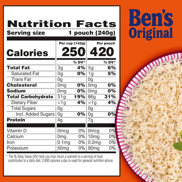 BEN'S ORIGINAL Ready Rice Jasmine Rice 8.5 OZ Pouch Pack of 6 Convenient Microwave Side Dish