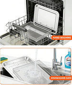 Air Fryer Tray Replacement for Cuisinart TOA-60 TOA-65 TOA-70 Convection Toaster Oven Tray Replacement, 12.4"x11" Steel Baking Pan and Wire Rack Mesh Basket Accessories Parts, NonStick/Dishwasher Safe