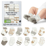 Mother's Choice Organic Cotton Baby Socks 0-6 Months, 12 pairs, Soft, Cozy, and Gentle Socks for Infants Girls and Boys