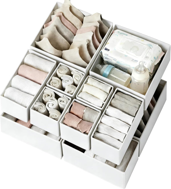 Drawer Organizer Clothes 12 Pack for Nursery Bedroom Closet Organization