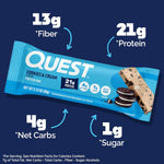 Quest Nutrition Cookies & Cream Protein Bars, 12 Count, 21g Protein, 1g Sugar, 4g Net Carb