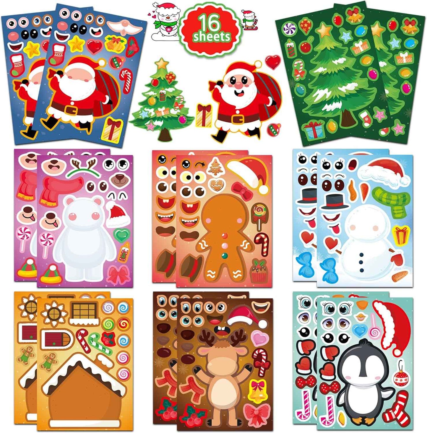 Christmas Stickers - Stocking Stuffers for Kids - 24 Sheets 480Pcs Christmas Gifts for Kids - Xmas Gifts Xmas Party Supplies, Party Favors for Boys and Girls Ages 3 4 5 6 7 8