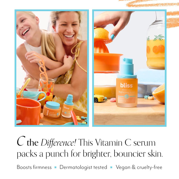 bliss vitamin c tri-peptide brightening barrier boost complex 15% radiant firm skin anti-aging face serum 1 fl oz