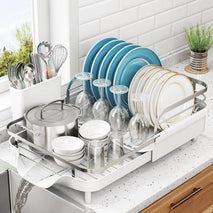 Expandable Stainless Steel Dish Drying Rack for Kitchen Counters