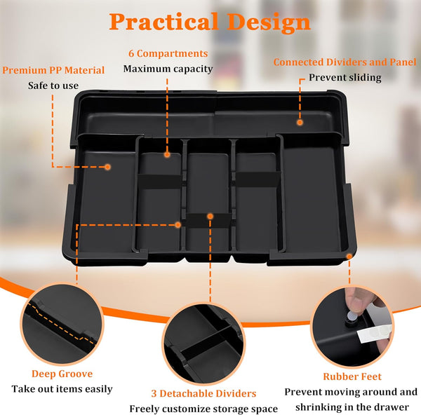 Large Utensil Drawer Organizer Expandable Silverware Organizer for Kitchen Drawer Adjustable Cooking Utensil Holder