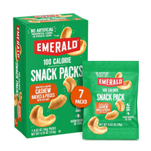 Emerald Nuts Roasted and Salted Cashews 7ct, 100-Calorie Individually Wrapped, Kosher Certified, Non-GMO, Plant-Based, No Artificial Additives