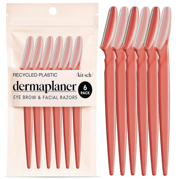 kitsch dermaplane razor for women face - black, 12 pc set - exfoliating facial razor for smoother skin