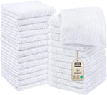 utopia 24 pack cotton washcloths set, 100% ring spun cotton, premium quality flannel face cloths, highly absorbent and soft feel fingertip towels, white