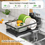 Space-Saving Dish Drying Rack for Kitchen Counters, Black