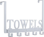 Over The Door Hooks, Towel Holder for Bathroom, Door Mount Towel Rack Towel Hooks for Bedroom Beach Towels Bathrobe Wall Mount Hang on The Door Cabinet Cupboard Metal Sandblasted (Black)