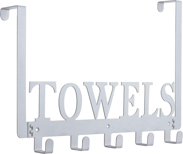 Over The Door Hooks, Towel Holder for Bathroom, Door Mount Towel Rack Towel Hooks for Bedroom Beach Towels Bathrobe Wall Mount Hang on The Door Cabinet Cupboard Metal Sandblasted (Black)