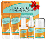 Doyeewo 6-piece women's glass skincare set with Korean rice extract, hydrate glow repair anti-aging facial routine kit for normal, dry, oily, combination skin types