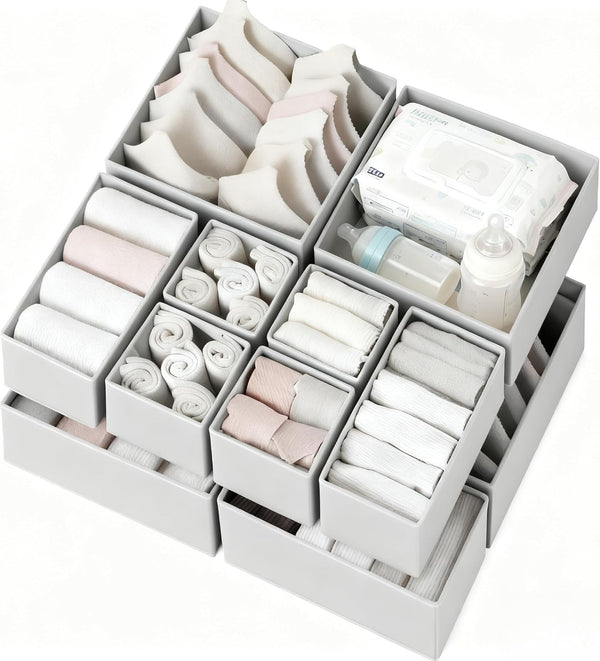 Drawer Organizer Clothes 12 Pack for Nursery Bedroom Closet Organization