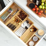 Bamboo Drawer Organizer Set for Kitchen, Bathroom, Office, and Makeup