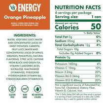 V8 Energy Orange Pineapple Drink, 8oz Cans, 6-Pack, Caffeine, B Vitamins