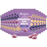Amara Breakfast Oat Melts - Organic Toddler Snack - Single Serve Fiber-Packed Oat Bites with Real Fruit, No Added Sugar, Quick Dissolving, Blueberry - 12 Pack