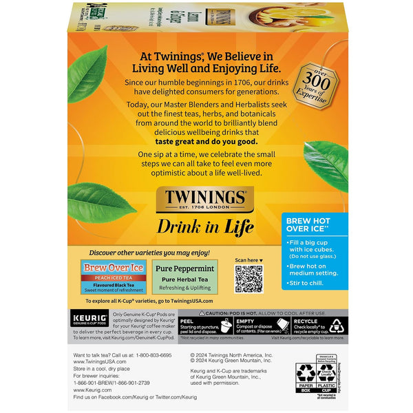 Twinings Lemon and Ginger Herbal Tea K-Cup Pods for Keurig, 24 Count