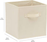 Collapsible Fabric Storage Cubes with Handles, Beige, 10.5 x 10.5 x 11-inch, Pack of 6 for Easy Organization