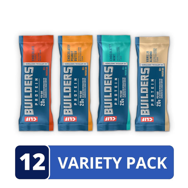 CLIF BUILDERS Plant Based Protein Bars Variety Pack 12 Count