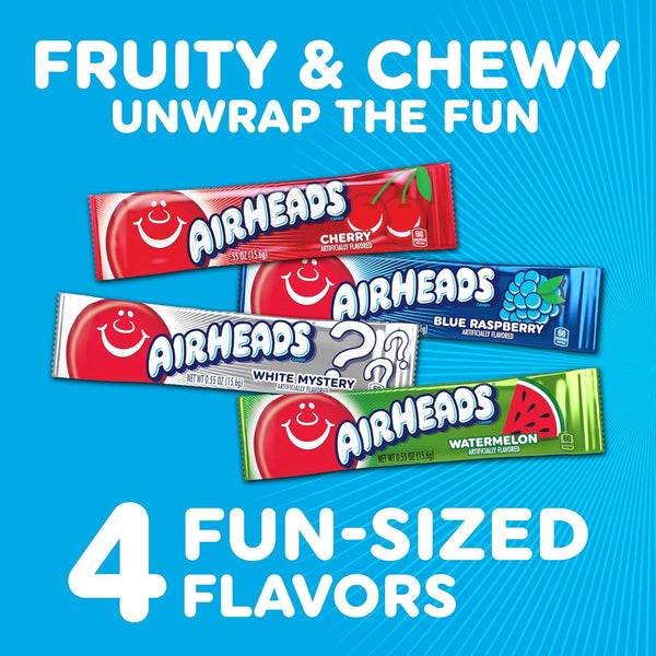 Airheads Full-Size Candy Bars Variety Pack Individually Wrapped 60 Count Box
