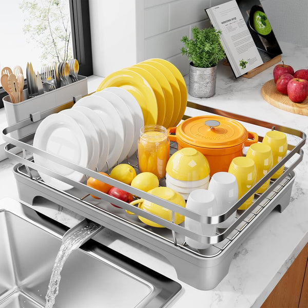 Kitsure Dish Drying Rack for Kitchen Counter with Cutlery Holder