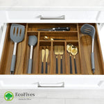 Acacia Kitchen Drawer Organizer with 8 Slots and Adjustable Size