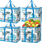 BALEINE 2Pk Insulated Reusable Grocery Bags, Collapsible Cooler Bag for Groceries, Heavy Duty Large Insulated Bag (16''x9''x13'', Spring Stroll)
