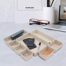 Desk Drawer Organizer Tray, 8-Piece Beige Office Storage, Nordic Minimalist Lifestyle