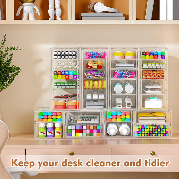 Acrylic Makeup Organizer with 13 Drawers for Storage and Organization