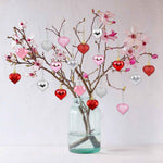 36pcs valentines heart shaped ornaments with red pink silver glitter baubles decorations set