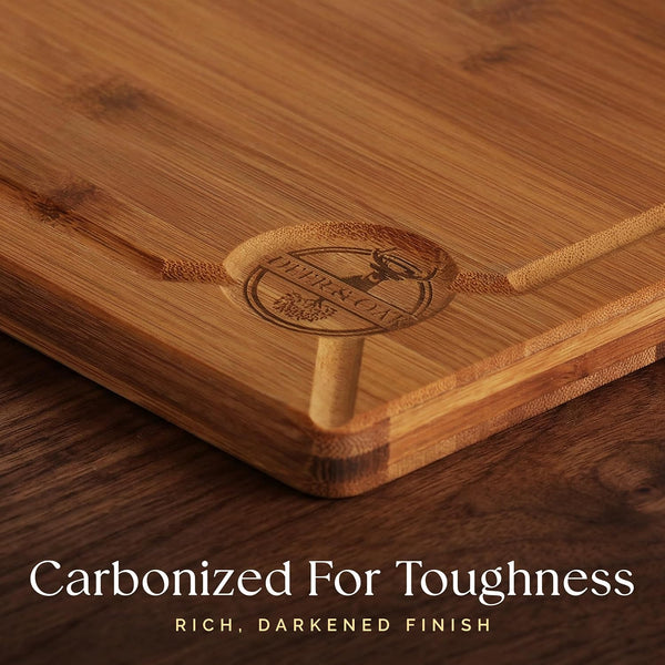Carbonized Bamboo 3-Piece Cutting Board Set for Kitchen