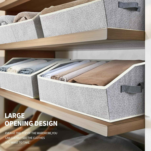 Large Fabric Trapezoid Storage Bins for Closet Organizer System 6 Pack
