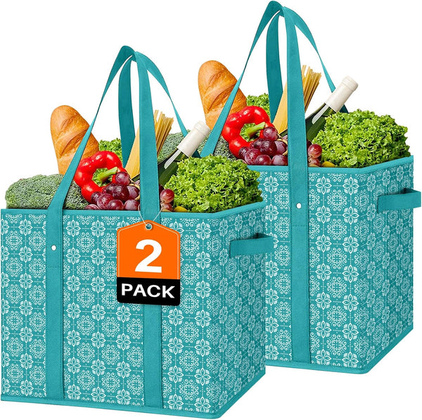 WISELIFE Reusable Grocery Bags [3 Pack],Large Grocery Tote Bag Water Resistant Shopping Bags Foldable Grocery Bag for Clothes,Shoes and Picnic