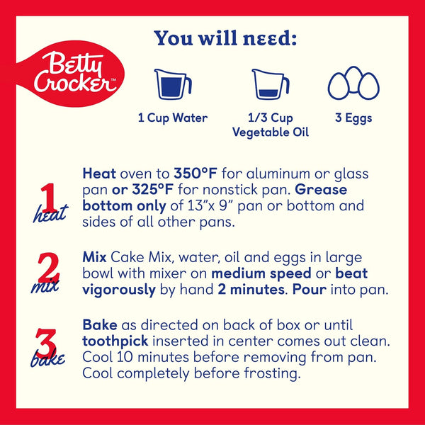 Betty Crocker Delights Super Moist French Vanilla Cake Mix, 13.25 oz, America's #1 Cake Mix brand