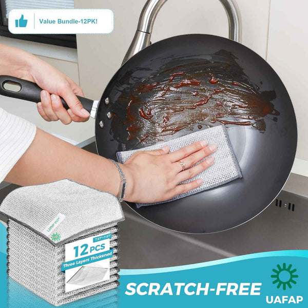 12 PCS Non Scratch Wire Dishcloths for Multi-Surface Cleaning