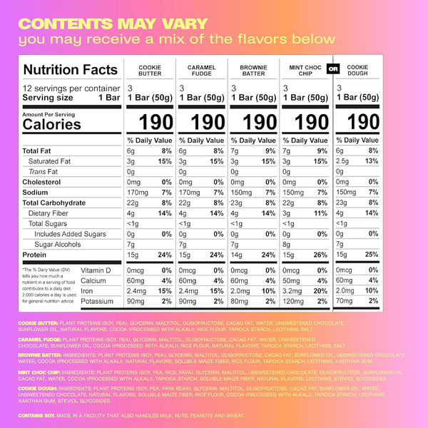 Misfits Protein Bar Variety Pack, 12-count, Multiple Flavors, Plant-based, Low Carb, Non-GMO, Gluten Free