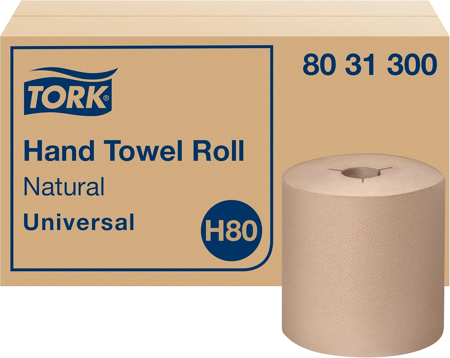 Tork Universal Hand Towel Roll White, Compatible with H21 Dispensers, 100% Recycled Fiber 6 Rolls x 800 Ft (RB8002)