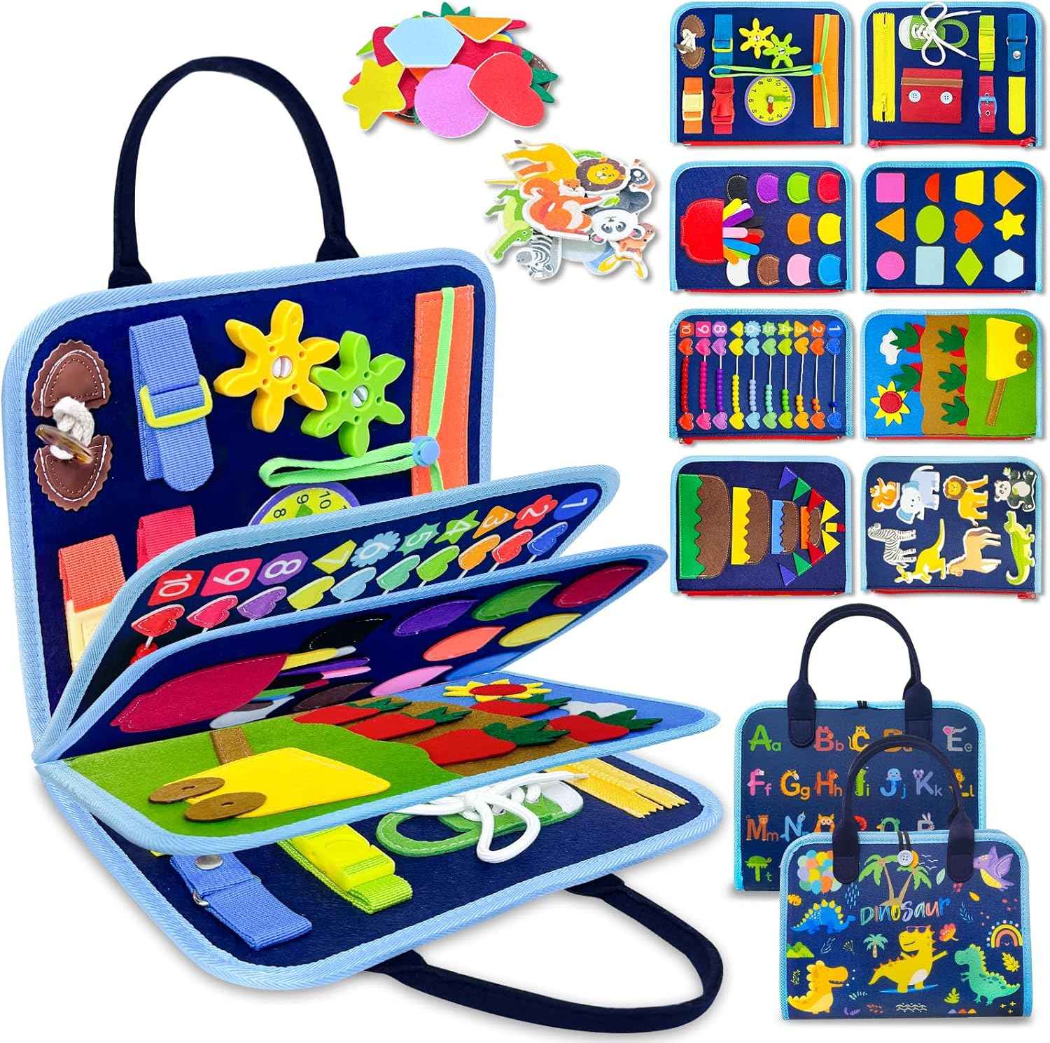 Exorany Busy Board Montessori Toys for Toddler Boy Birthday Gifts, Busy Book Sensory Learning Toys for Toddlers, Toddler Boy Airplane Car Travel Toy Educational Activities