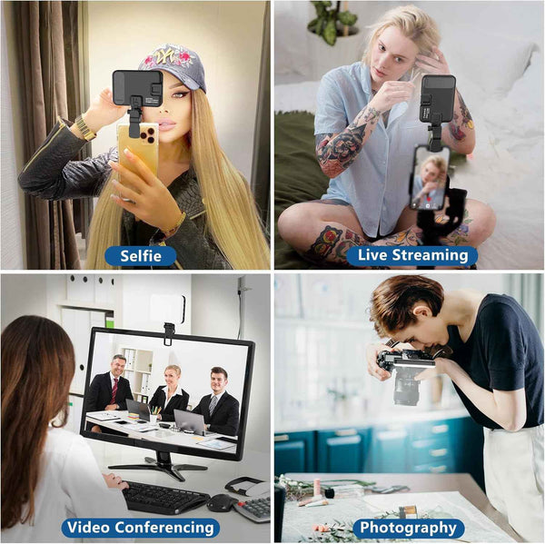 altson 60 led portable selfie light phone video conference laptop lighting clip tripod adapter rechargeable 2200mah