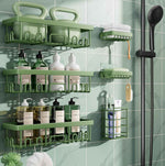 Veken Shower Caddy 6-Pack, Advanced Rustproof Design, No Drilling Adhesive Shelves, Rack with Soap Holder, Large Capacity Bathroom Organizers and Storage, Wall-Mounted Kitchen & Home Decor