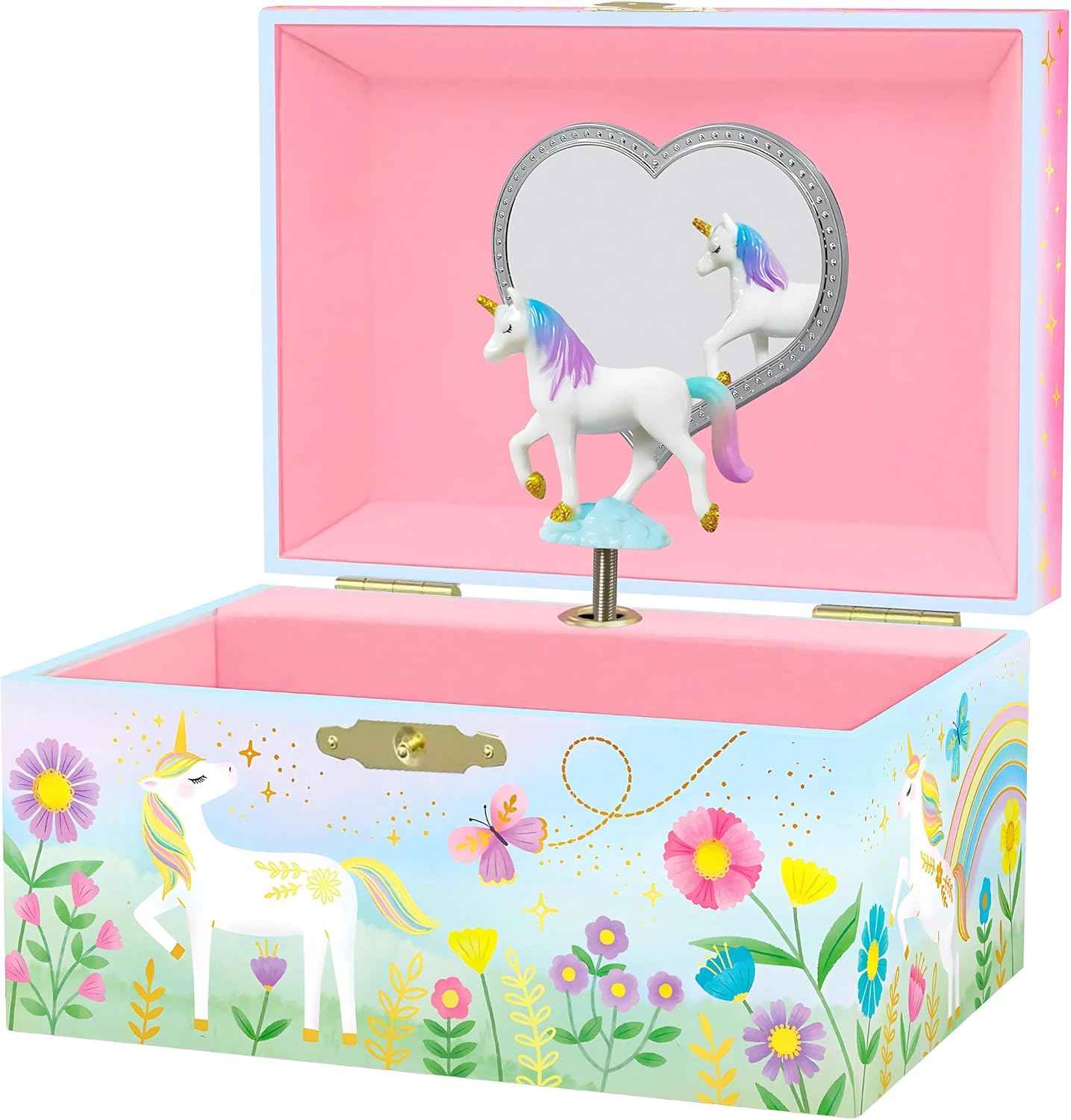 Giggle & Honey Musical Jewelry Box for Girls - Kids Jewelry Box, Unicorn Toys for Girls 4-6, Unicorn Gifts, 6 x 4.7 x 3.5 in