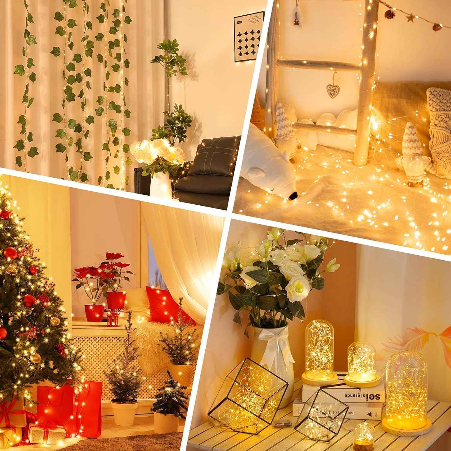 Lakumu LED Fairy Lights Battery Operated, Rechargeable Twinkle Lights with Timer, Mini LED String Lights for Bedroom, Christmas Decorations, Wedding, Centerpiece Table Decor (5M/16FT Warm White)