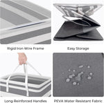 HomeHacks 2 Pack Large Laundry Baskets, Waterproof, Freestanding Laundry Hampers, Collapsible Clothes Hamper with Reinforced Handles in Laundry Room, College Dorm, Bathroom, Bedroom (Grey, 75Lx2)