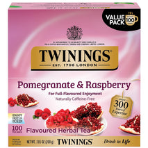 Twinings Pomegranate & Raspberry Herbal Tea Individually Wrapped Bags, 100 Count, Naturally Caffeine-Free