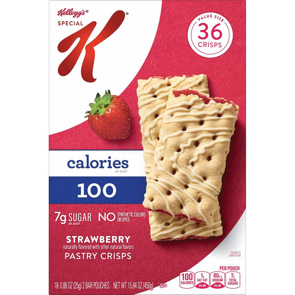 Special K Bar Pastry Crisps, 100 Calories, Breakfast Bars, Value Size, Strawberry, 15.84oz Box