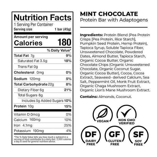Laird Superfood Functional Protein Bars, 10g Plant-Based Protein, 6g Fiber, 5 Flavor Variety Pack, 10 Count