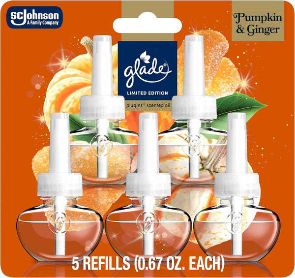 Glade PlugIns Refills Air Freshener, Warm Apple & Spices, Scented and Essential Oils for Home and Bathroom, 0.67 Fl Oz, 5 Count