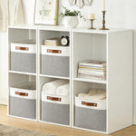 Large Fabric Storage Bins for Shelves 3 Pack Grey and White